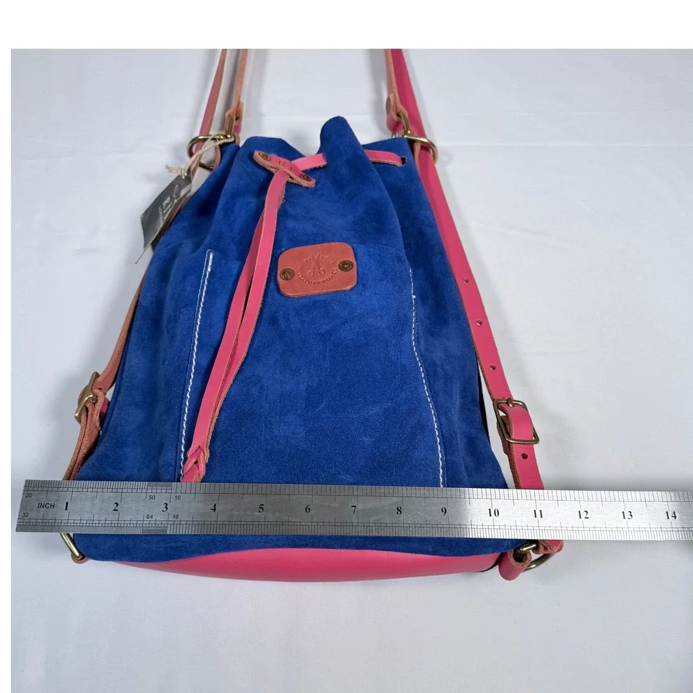 Rivet Leatherworks‎ Drawstring Convertible Backpack Cobalt Blue Pink Suede Boho